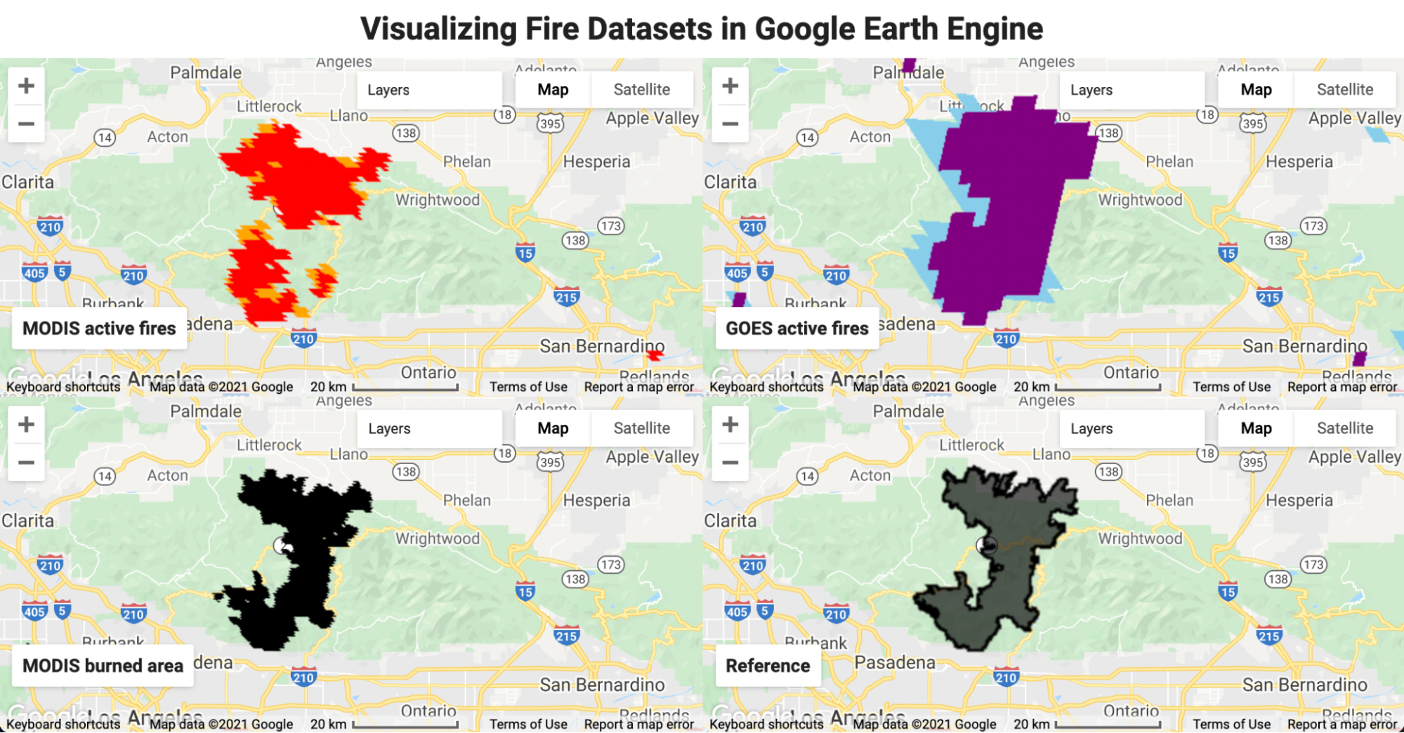 Programming interface of Google Earth Engine©. The red polygon is